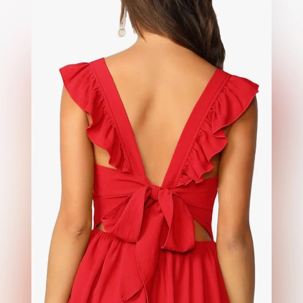 Red Ruffle Dress - Picture 5 of 9
